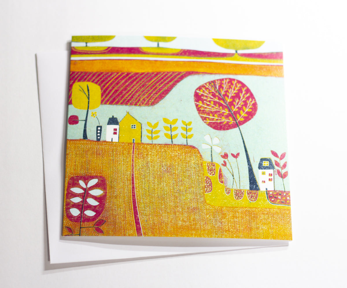 Gentle Caress of Autumn greeting card displayed with a white envelope