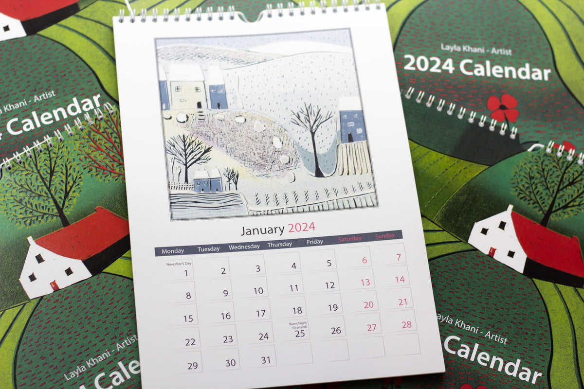 (A5) Small Wall Calendar 2024 Wall Art Calendar 2024 Laylart Studio