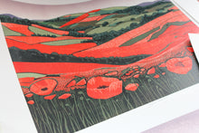 Load image into Gallery viewer, Original Linocut Print | 'Poppies Unveiled'
