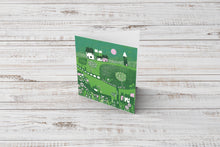 Load image into Gallery viewer, Charming new home card featuring an original, colourful linocut design.