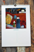 Load image into Gallery viewer, birthday calendar, perpetual birthday calendar, A4 wall calendar, art wall calendar, artist calendar, celebration calendar, everlasting calendar, perpetual calendar, laylart studio, laylart calendar, acrylic painting calendar, event calendar, floral calendar, quirky calendar, artwork spiral calendar, a4 calendar , anniversary calendar