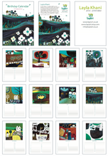 Load image into Gallery viewer, birthday calendar, perpetual birthday calendar, A4 wall calendar, art wall calendar, artist calendar, celebration calendar, everlasting calendar, perpetual calendar, laylart studio, laylart calendar, acrylic painting calendar, event calendar, floral calendar, quirky calendar, artwork spiral calendar, a4 calendar , anniversary calendar