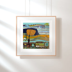 Original Linocut Print | 'Across the Meadow'
