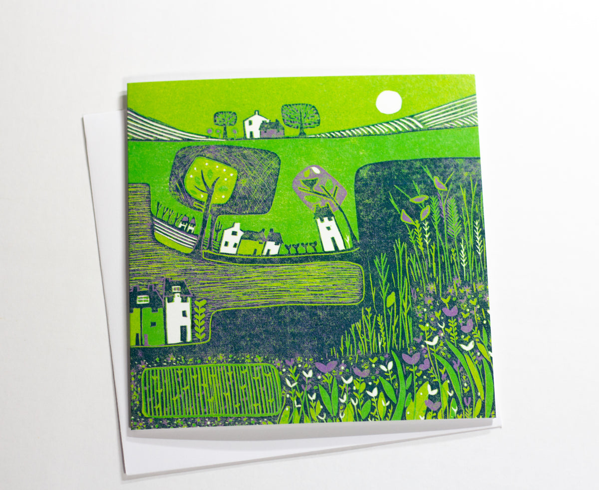 greeting card displayed with a white envelope