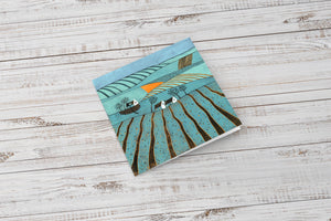Laylart Studio's Linocut Greeting Card, a picturesque addition to the set capturing serene landscapes.