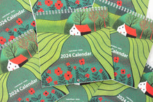Load image into Gallery viewer, 2024 Large Square Calendar featuring 12 colorful linocut landscape prints, available in various sizes and formats