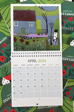 Load image into Gallery viewer, March 2024 calendar page featuring a quaint house adorned with vibrant red flowers, accompanied by date and day displays, along with space for notes and priorities.