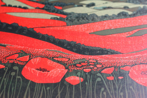 Original Linocut Print | 'Poppies Unveiled'
