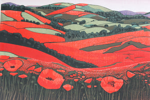 Original Linocut Print | 'Poppies Unveiled'