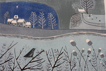 Load image into Gallery viewer, Detail Shot: Intricate Linocut Patterns in the &#39;Wild Winter&#39; Landscap