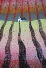 Load image into Gallery viewer, Chorus of Colours linocut print close up, dramatic striped autumn fields by Layla Khani