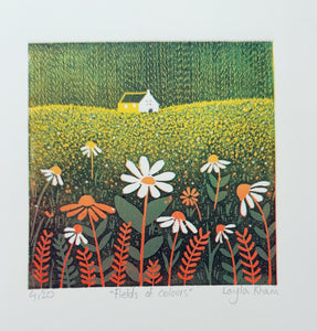 'Fields of Colours' | Original Linocut Print