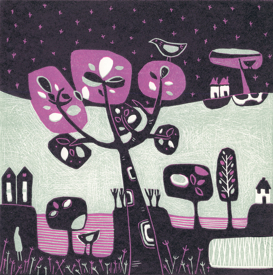 'Sparkling Night'| Original Linocut Print