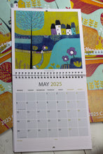 Load image into Gallery viewer, May 2025 calendar listing with a stunning linocut design by Layla Khani from Laylart Studio.