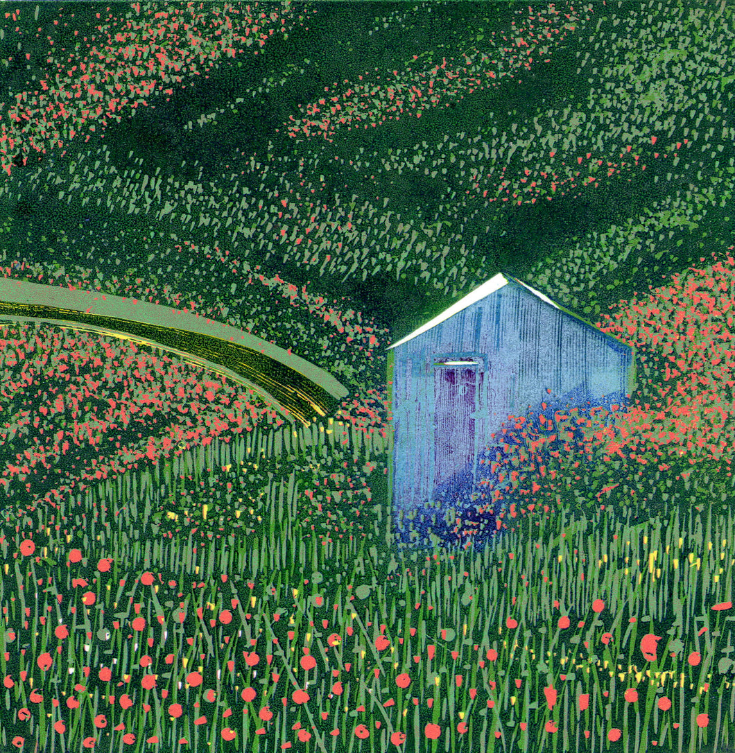 'Hill in Bloom' | Original Linocut Print
