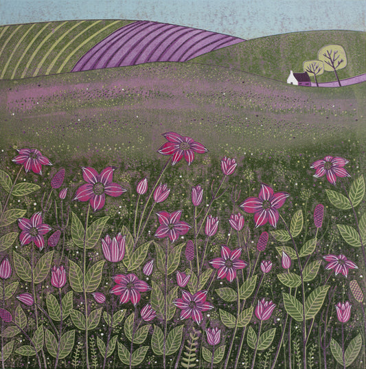 Nature's Melody - original limited edition linocut print by Layla Khani, Laylart Studio