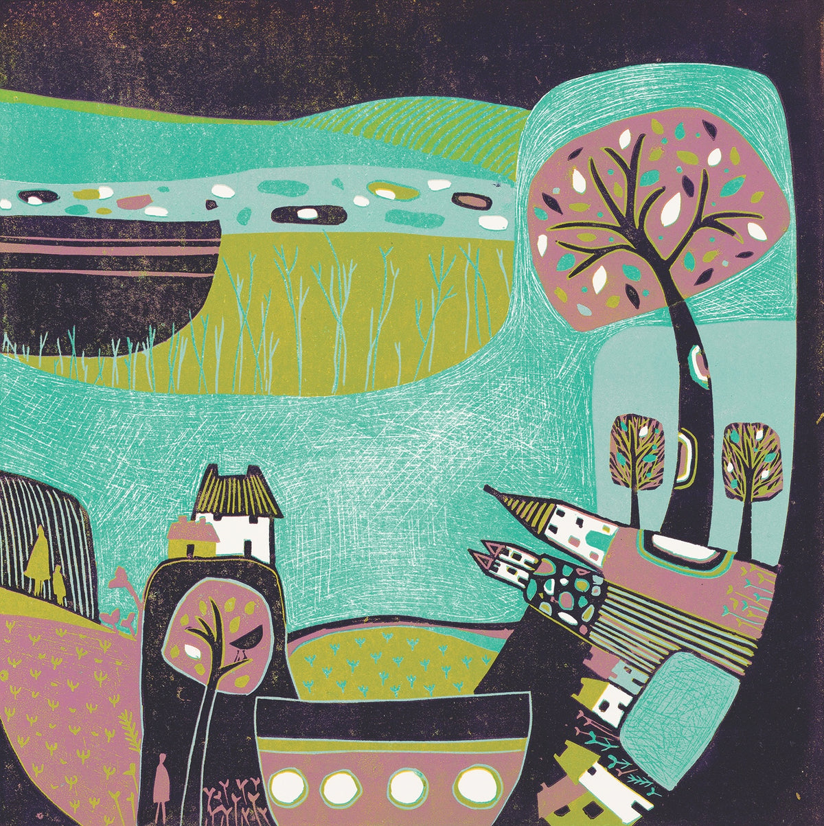 Serenity – Linocut Greeting Card