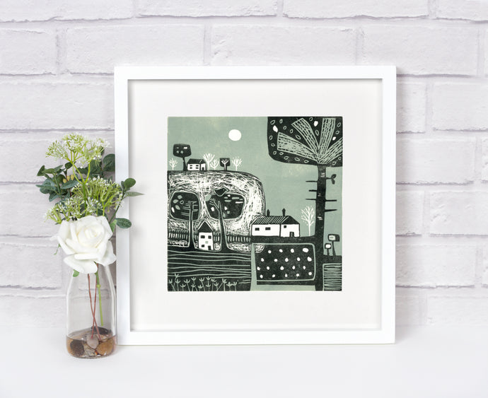 'Above the Hills' - Original Linocut Print in Limited Edition