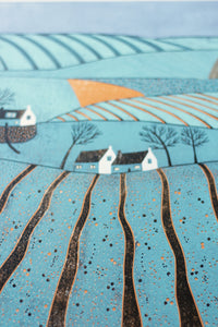 Original Linocut Print | 'Beyond the Empty Blue'