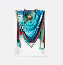 Load image into Gallery viewer, lightweight scarf for women, blue and red scarves. summer scarf for women, laylart studio scarf, art printed scarf, unique scarf for wife, gift ideas for anniversary, birthday gift for girlfriend